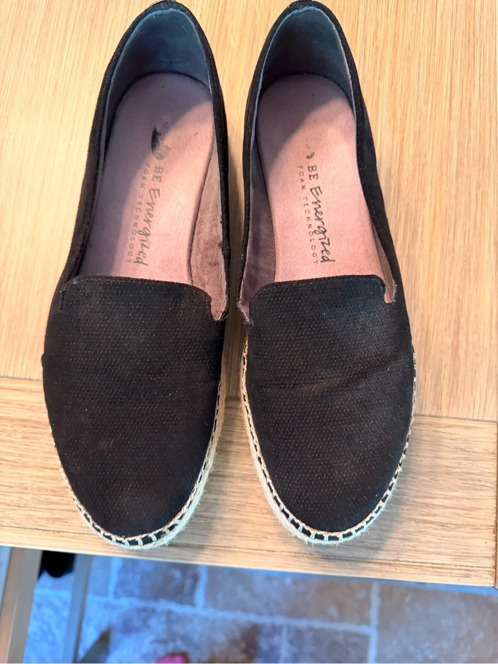 Dr.Scholls Be Energized Foam Technology Black Canvas Espadrilles Slip On Shoes